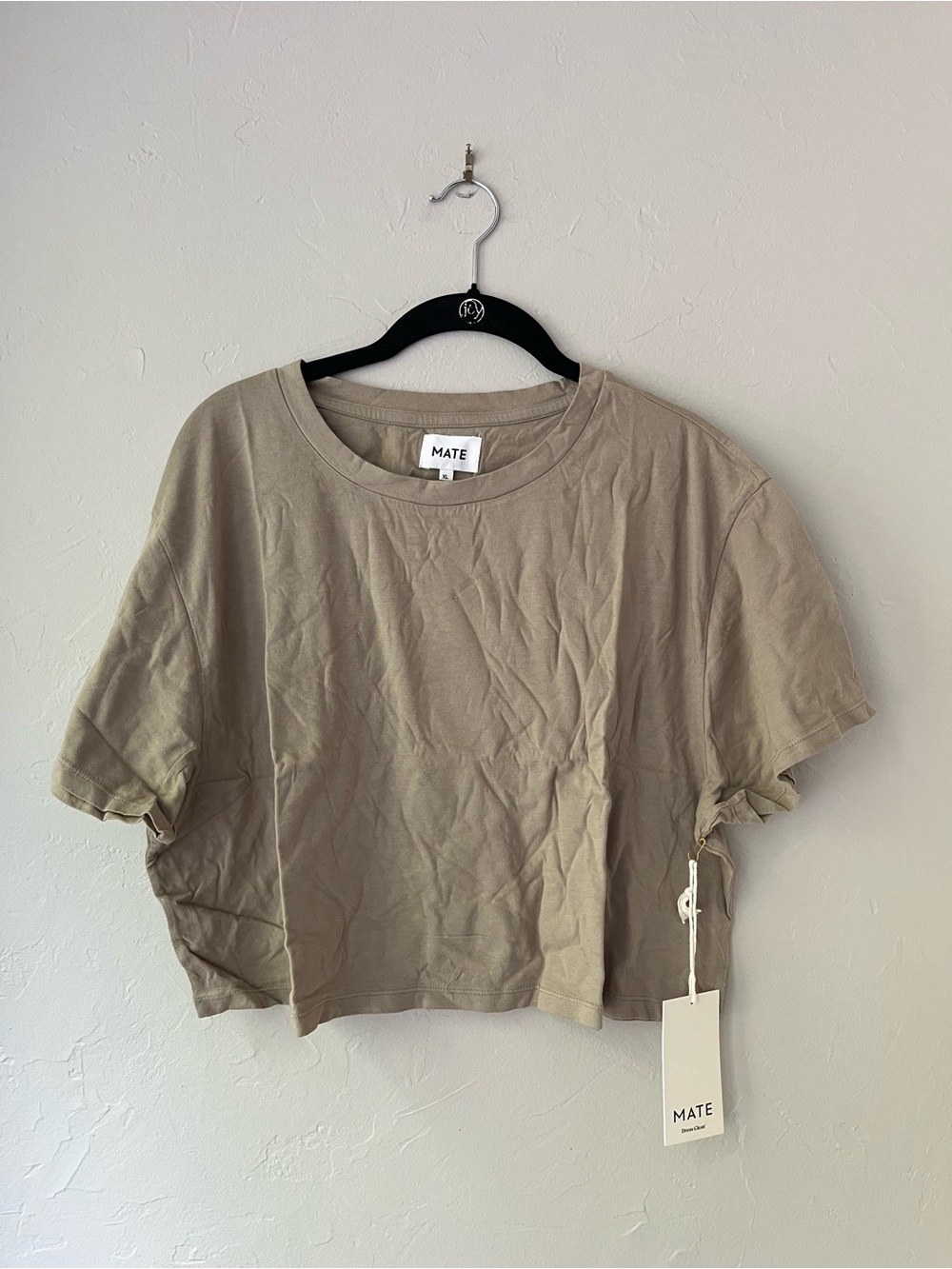 MATE THE LABEL ORGANIC COTTON RELAXED CROP TEE BIRCH XL